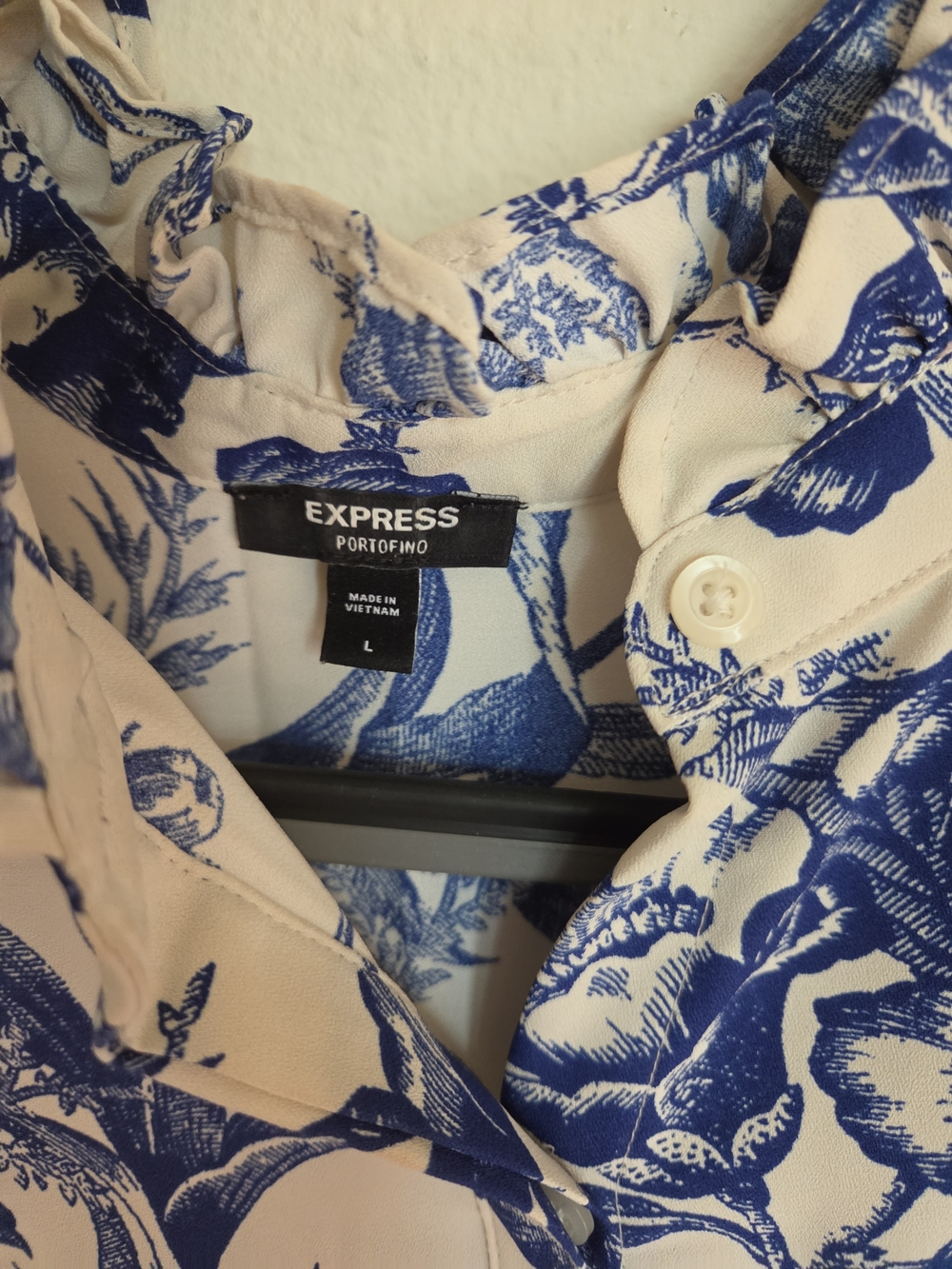 Express Blue Floral Print Button-Up Shirt - Picture 2 of 4